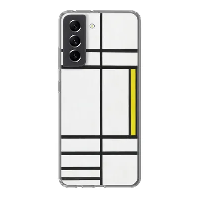 Produktbild von MuchoWow® Handyhülle Schutzhülle Hülle für Samsung Galaxy S21 FE Komposition in Weiß, Rot und Gelb - Piet Mondrian Silikon Softcase Handy Hülle - Mobiltelefonhülle