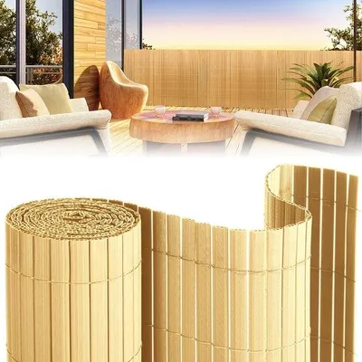 Produktbild von 1x4m PVC-Sichtschutzschirm für Privatsphäre – Gartenzaun & Balkonzaun für Garten und Balkon - Bambusfarbe - 1x4m