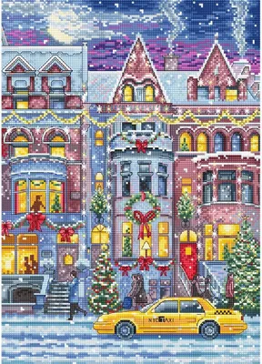 Produktbild von Letistitch Kreuzstich Stickpackung "Winterstadthaus", Zählmuster, 30x21cm