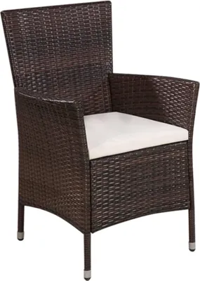 Produktbild von vidaXL Gartenstuhl und Hocker mit Polstern Poly Rattan Braun