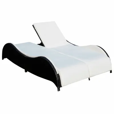 Produktbild von vidaXL Doppel-Sonnenliege mit Auflage Poly Rattan Schwarz