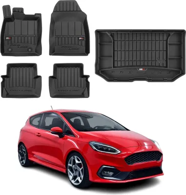 Image de OMAC Tapis & bac de coffre Set pour Ford Fiesta 2017-2024 Caoutchouc noir 5x