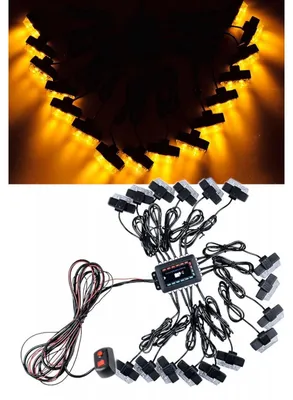 Produktbild von 16-teiliges Set mit Controller, 2-LED-Signalleuchte (Warnblitz/Blinklicht) für Pannenhilfe-/Abschleppplattform, 12 V