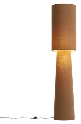 Zdjęcie produktu dla Lampa podłogowa Japandi brązowa tkanina typu teddy 2-źródła światła - Trompet