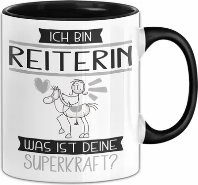 Produktbild von Reiterin Geschenk Tasse Ich Bin Reiterin Was Ist Deine Superkraft Geschenkidee Lustig Geburtstag Weihnachten (Schwarz)