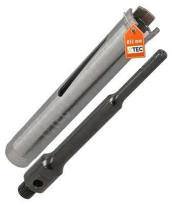 Produktbild von Diamantbohrkrone Ø 32 mm Nutzlänge 180 mm mit SDS+-Aufnahme 200 mm Segmenthöhe 10 mm Diamant Bohrkrone Trockenbohrkrone Kernbohrer Betonbohrkrone Kernbohrkrone BTEC