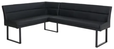 Obrázok produktu pre Rohová lavica HWC-O81, lavica do jedálne, umelá koža, kov, 158x209 cm, čierna