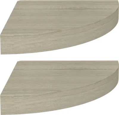 Image de Étagères d'angle flottantes 2 pcs chêne 25x25x3,8 cm MDF
