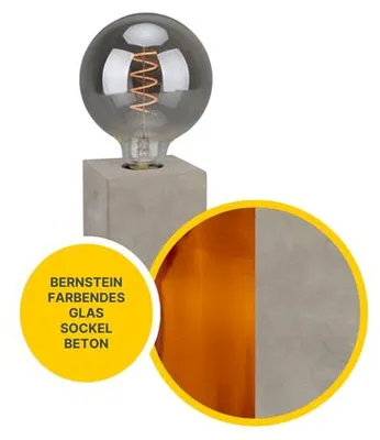 Produktbild von MeLiTec Sockel Tischleuchte Würfel mit Leuchtmittel, Beton : Eckig : Beton Form: Eckig Oberfläche: Beton