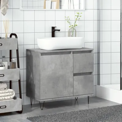 Produktbild von "2026 Aktion" Waschbeckenunterschrank - CLORIS - Badezimmerschrank - schlichte Design - Betongrau 65x33x60 cm Holzwerkstoff - NeuMöbel8190878