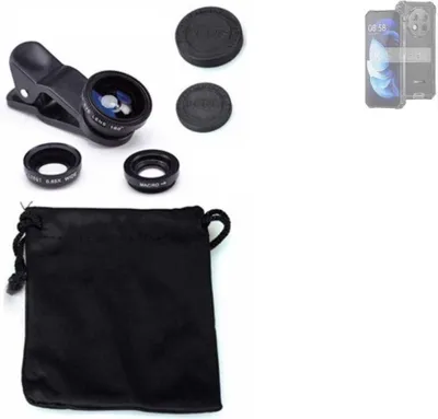 Produktbild von K-S-Trade Smartphone Kamera Linsen Set Kompatibel mit Oukitel WP28 3in1 Clip-On Kamera Adapter Macro Weitwinkel FishEye Fischauge Objektiv Linse
