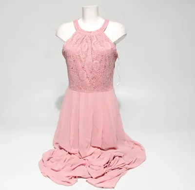 Produktbild von Dressystar Ärmelloses Kleid aus Spitze und Chiffon XL Rosa