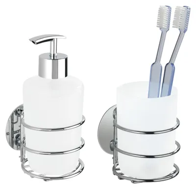 Produktbild von WENKO Turbo-Loc® Seifenspender Dosierer ohne bohren Zahn Putz Becher Bürsten Halter Bad WC