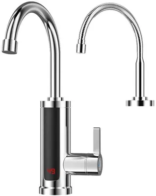 Produktbild von Universal RVS-Wasserhahn mit integriertem Thermostat und 360-Grad-Drehfunktion | Edelstahl-Warm- und Kaltwasserhahn mit LED-Temperaturanzeige