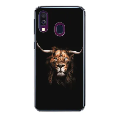 Produktbild von MuchoWow® Handyhülle Schutzhülle Hülle für Samsung Galaxy A40 Löwe - Horn - Schwarz Silikon Softcase Handy Hülle - Handy-Tasche