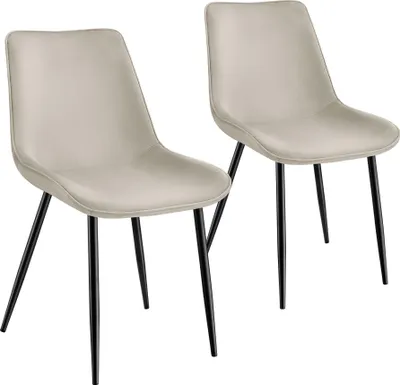Image de Lot de chaises de salle à manger Monroe aspect velours - crème, Lot de 2