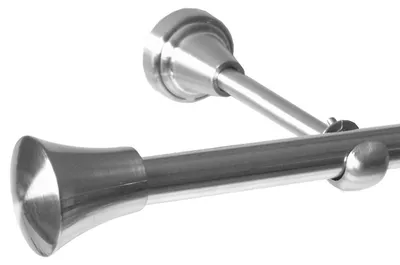 Produktbild von Gardinenstange Set Edelstahl Look Metall Ø 16mm zur Wandbefestigung 1-lauf Modern Knauf , Länge wählbar H14E19