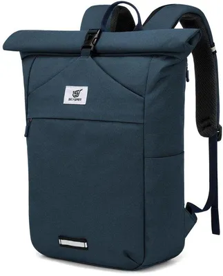 Immagine prodotto di Zaino SKYSPER con chiusura a rotolo: zaino da scuola grande da uomo, zaino per adolescenti con scomparto per laptop, zaino da viaggio da donna con chiusura a rotolo, zaino unisex da giorno per l'università, il lavoro e la bicicletta