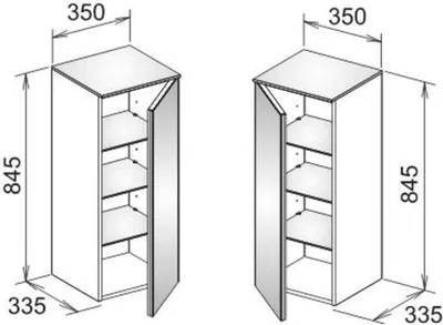 Produktbild von Keuco Royal Reflex Mittelschrank 350 x 835 x 335 mm links - Glas Weiß / Weiß Glanz - 34020210001