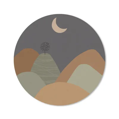 Produktbild von MuchoWow® Mauspad Mousepad Berg - Baum - Mond - Pastell 20x20 cm - Mousepads - Maus Mat - Pad - Mausunterlage - Schreibtischmatte