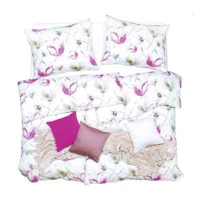 Obrázek produktu pro SCANquilt povlečení SATÉN DESIGN magnolia bílorůžová 100% dlouhovlákná česaná bavlna 140 x 200/70 x 90 cm