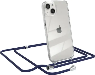 Produktbild von EAZY CASE Handykette kompatibel mit Apple iPhone 13, Handyhülle mit Umhängeband, Handykordel, Schutzhülle Clear, Band in Blau