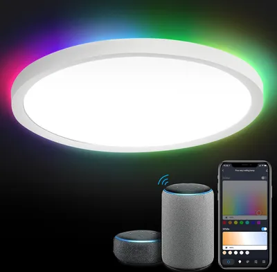 Zdjęcie produktu dla Lampa sufitowa LED Hengda 24W z regulacją jasności, stopień ochrony IP44, barwa światła 2700K–6500K, do sypialni i łazienki, z pilotem