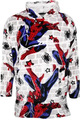 Produktbild von Marvel Spiderman Kuschelponcho Kuscheldecke mit Ärmeln Kapuze Tasche S-L