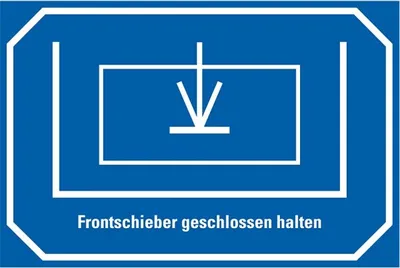 Produktbild von Dreifke® Aufkleber I Maschinen-Hinweisschild Frontschieber geschlossen halten...