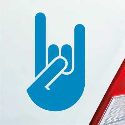 Produktbild von Auto Aufkleber Heavy Metal Gruß Pommesgabel Rock 12x7 cm Hellblau Sticker Heckscheibenaufkleber