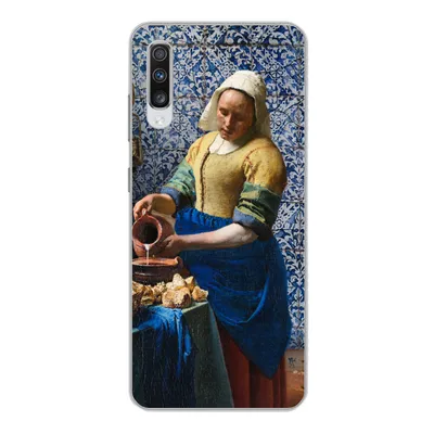 Produktbild von MuchoWow® Handyhülle Schutzhülle Hülle für Samsung Galaxy A70 Milchmädchen - Delfter Blau - Vermeer - Gemälde - Alte Meister Silikon Softcase Handy Hülle - Schutzhaube