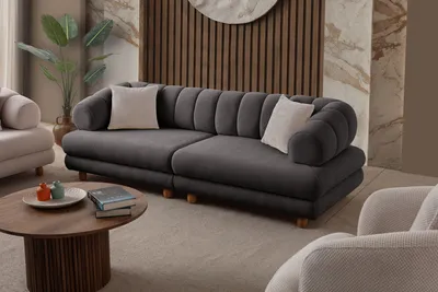 Produktbild von Hanah Home, Hochwertiges 3-Sitzer Sofa, Anthrazit, 240 cm | 100% Polyester | Elterncode