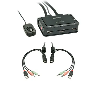 Produktbild von LINDY KVM Switch Compact 2 Port HDMI USB 2.0 & Audio