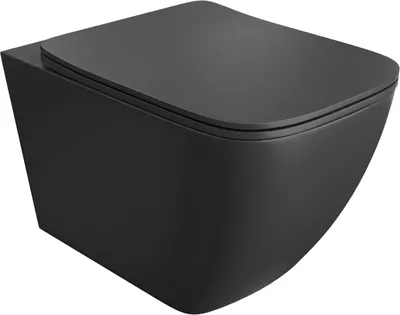 Produktbild von LAVITA Wand-WC Onil Black | HŠnge Toilette | Toilettendeckel mit Absenkautomatik & Metallscharniere | Toiletten SpŸlrandlos HŠngend | Toilettenbecken | 355x510x395 cm | Schwarz