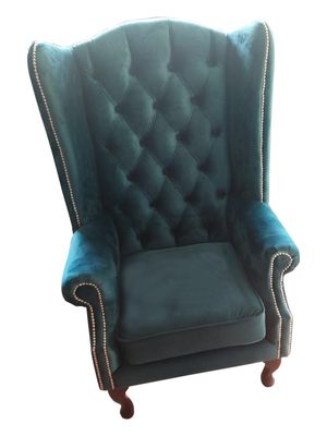 Ohrensessel Chesterfield Samt Einsitzer Luxus Sessel Couchen Sofa Neu