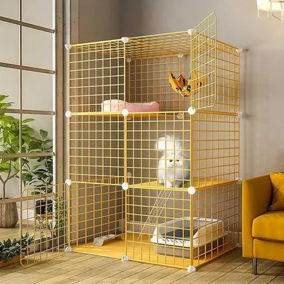 Productafbeelding van Dierenverblijf - Buitenkooi Kat - Buiten Spelen - Modulair Ontwerp - 75x39x109cm - Zwart
