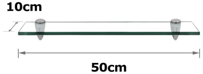 Image de Étagère en verre Vigevee pour salle de bain, 50 x 10 cm, verre transparent, étagère murale, étagère en verre pour salle de bain, verre de sécurité trempé (ESG), style moderne