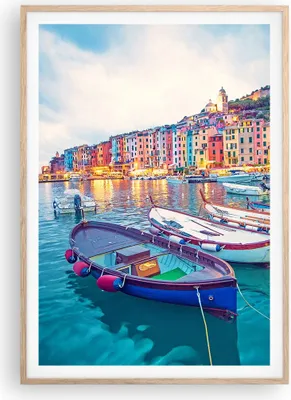 Produktbild von Gerahmtes Poster - Rahmen in heller Eiche - Porto Boote die Farben - 70x100 cm - Wand Bild - Wanddeko - Wandbilder - Kunstposter - Wandposter - Bilderrahmen - Bilder - Kunstdruck - P2NPA70x100-4395