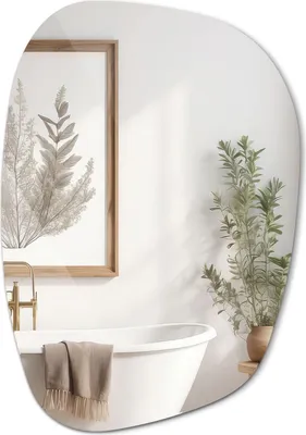 Produktbild von XXL Asymmetrischer Wandspiegel – Organischer Design Spiegel für Wohnraum, Flur & Bad – 90,9 x 66 cm