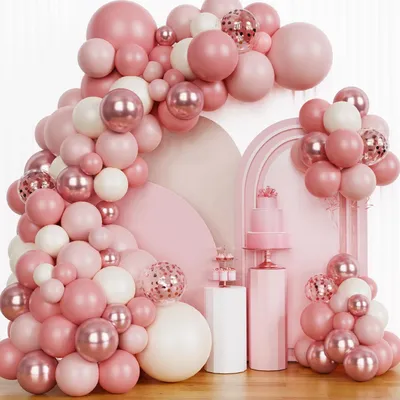 Immagine prodotto di Ghirlande di palloncini, 147 pezzi, rosa e oro rosa, per decorazioni di feste per bambini, matrimoni e altre occasioni