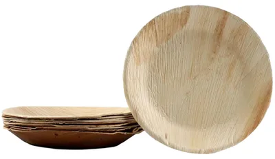Produktbild von 10x runder Teller aus Palmblatt Größe 25 cm
