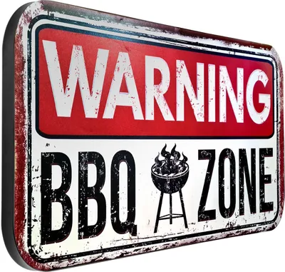 Zdjęcie produktu dla Blaszany znak Moritz XXL Ostrzeżenie BBQ Zone 100 x 46,5 Vintage retro nostalgia metalowa dekoracja