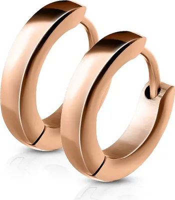 Produktbild von 1 Paar Creolen Klappcreolen Schmal Ohrringe Edelstahl Herren Damen Autiga® rosegold