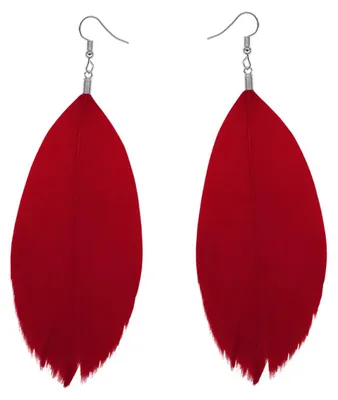 Produktbild von Boho Feder Ohrringe Statement Ohrhänger Bunt Leicht Damen Hippie Schmuck - rot