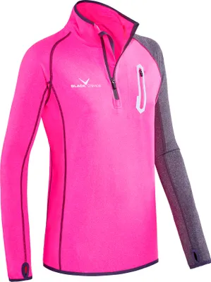 Produktbild von BLACK CREVICE - Damen Microfleece Funktionsshirt I Midlayer I Second Layer | Farbe: Pink/Grau | Gr: 44