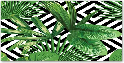 Produktbild von Tulup Glas-Bild -140x70- Wandkunst Dekorative Wand für Küche & Wohnzimmer - Blumen & Pflanzen - Tropische Blätter - Grün