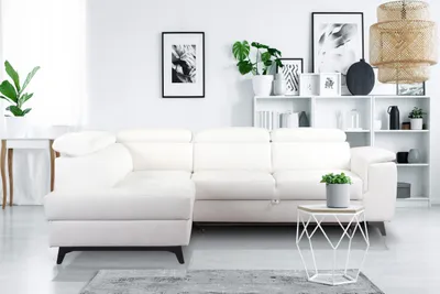 Produktbild von Masseno Ecksofa VOLA mit Schlaffunktion L-Form, Sofa mit Bettkasten, Wohnzimmersofa, Couch, Soffa, Bettsofa, Couchgarnitur- Weiß, BUBBLE 1