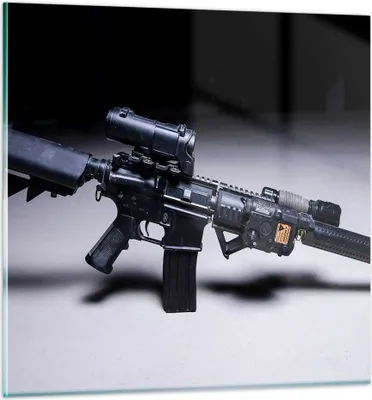 Produktbild von Bilder auf glas - Gewehr Armee - 70x70cm - Glasbilder - Wandbilder - Bilder - Kunstdruck - zum Aufhängen bereit - Wanddekoration aus Glas - Glas Bilder - Wandbild auf Glas - Einteilig - GAC70x70-3776