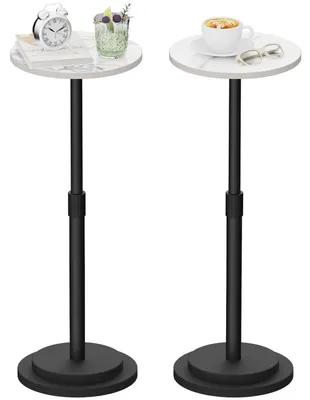Obrázok produktu pre Príkonový stolík, nastaviteľná výška, kov, biela farba, 2 kusy, výška 45-78 cm