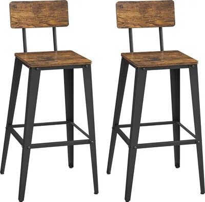 Produktbild von Songmics Barhocker Set mit Rückenlehne vintagebraun